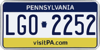 PA license plate LGO2252