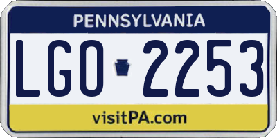 PA license plate LGO2253