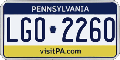 PA license plate LGO2260
