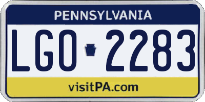 PA license plate LGO2283