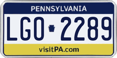 PA license plate LGO2289