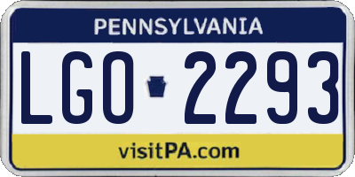 PA license plate LGO2293