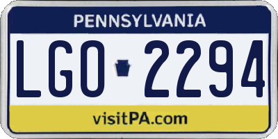 PA license plate LGO2294