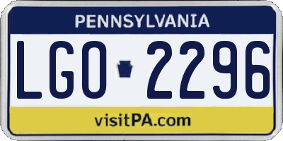 PA license plate LGO2296