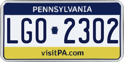 PA license plate LGO2302