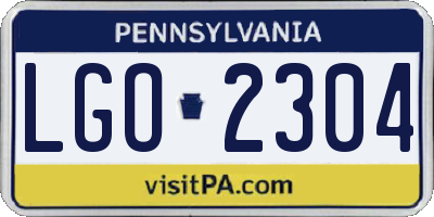 PA license plate LGO2304