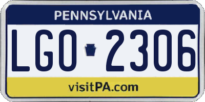 PA license plate LGO2306