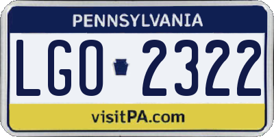 PA license plate LGO2322