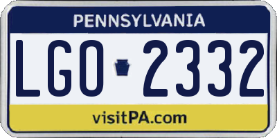 PA license plate LGO2332