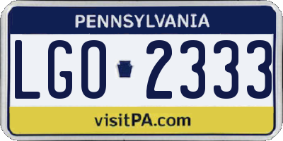 PA license plate LGO2333