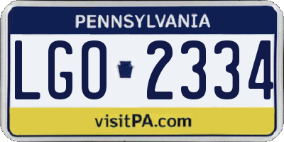 PA license plate LGO2334