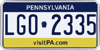 PA license plate LGO2335