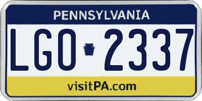 PA license plate LGO2337