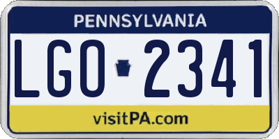 PA license plate LGO2341