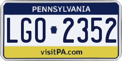 PA license plate LGO2352