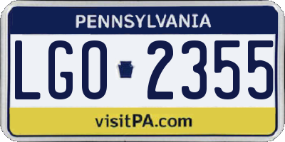 PA license plate LGO2355
