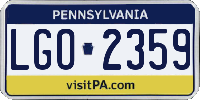 PA license plate LGO2359