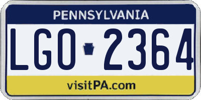 PA license plate LGO2364
