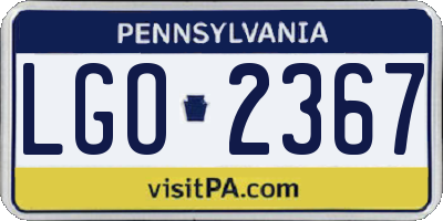 PA license plate LGO2367