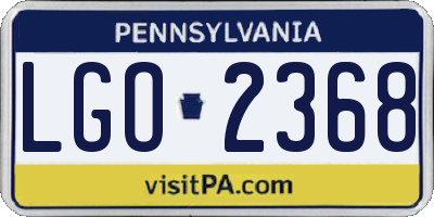 PA license plate LGO2368