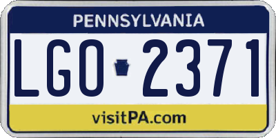 PA license plate LGO2371