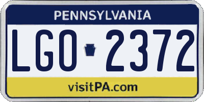 PA license plate LGO2372