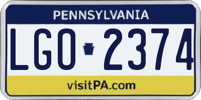 PA license plate LGO2374