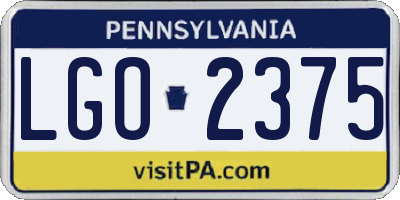 PA license plate LGO2375
