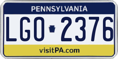 PA license plate LGO2376