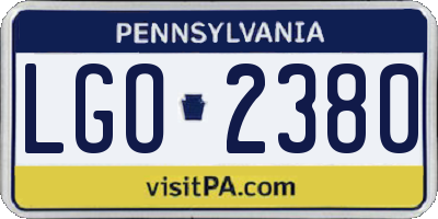 PA license plate LGO2380