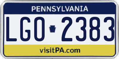PA license plate LGO2383