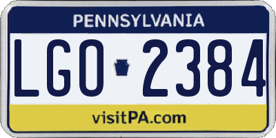 PA license plate LGO2384