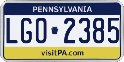 PA license plate LGO2385