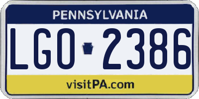 PA license plate LGO2386