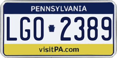 PA license plate LGO2389