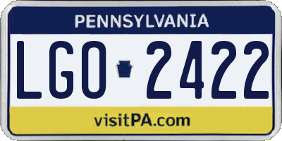 PA license plate LGO2422