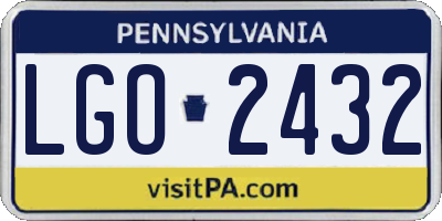 PA license plate LGO2432