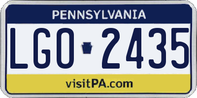 PA license plate LGO2435