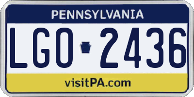 PA license plate LGO2436