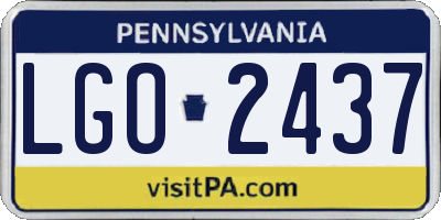 PA license plate LGO2437