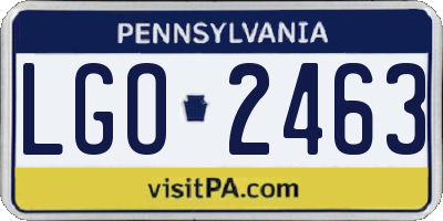 PA license plate LGO2463