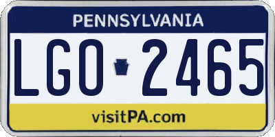 PA license plate LGO2465