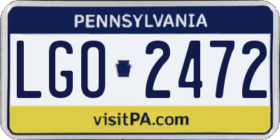 PA license plate LGO2472