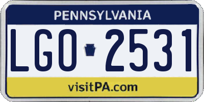 PA license plate LGO2531