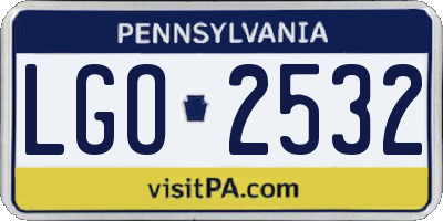 PA license plate LGO2532