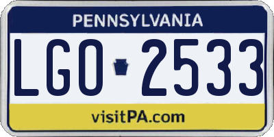 PA license plate LGO2533