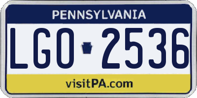 PA license plate LGO2536