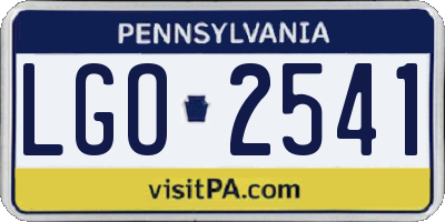 PA license plate LGO2541