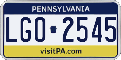 PA license plate LGO2545