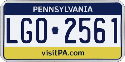 PA license plate LGO2561